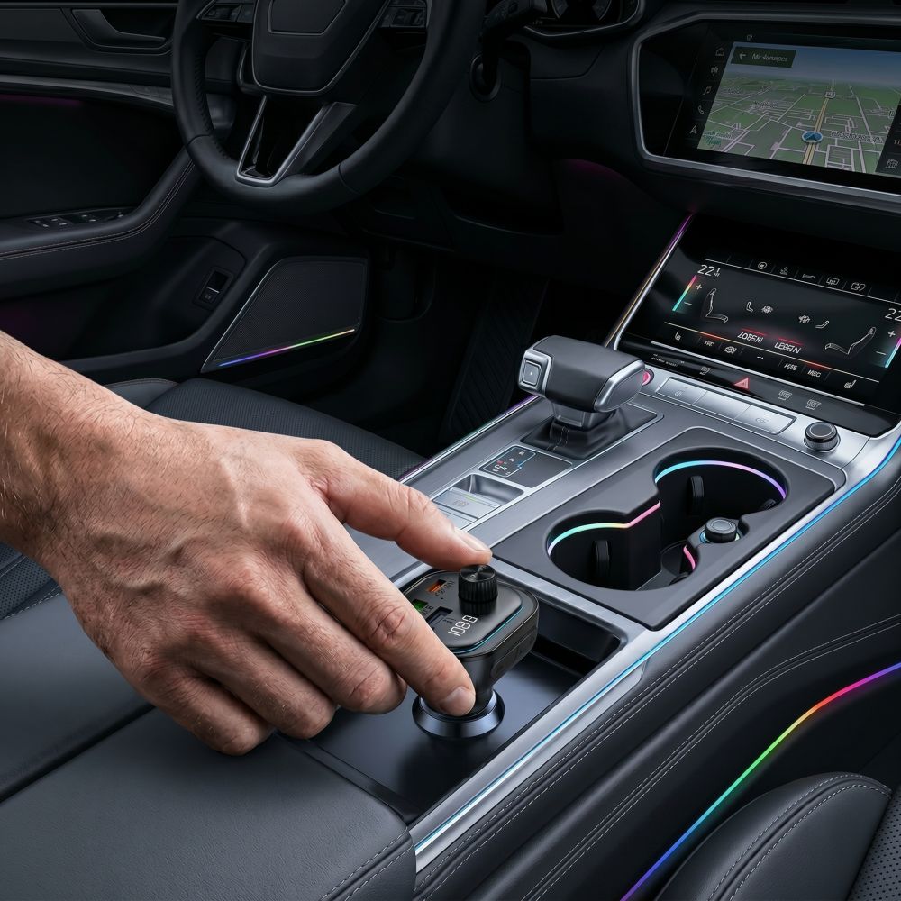 Tech - Protect FM Transmitter για Αναπαραγωγή Μουσικής / Κλήσεις / Φόρτιση Κινητών στο Αυτοκίνητο PD 54W - CC07 - Black