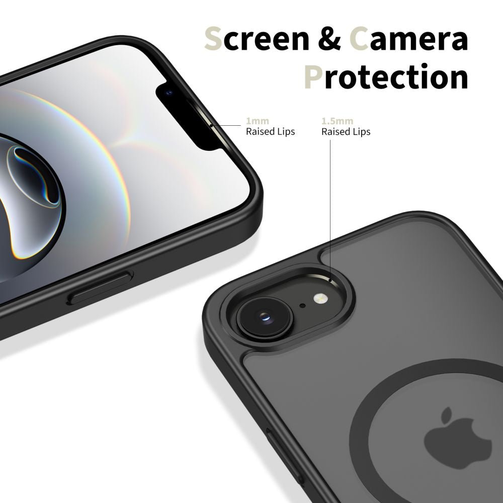 Tech - Protect iPhone 16e / iPhone 17e - Σκληρή Θήκη με Πλαίσιο Σιλικόνης και MagSafe - BasicMag - Matte Black