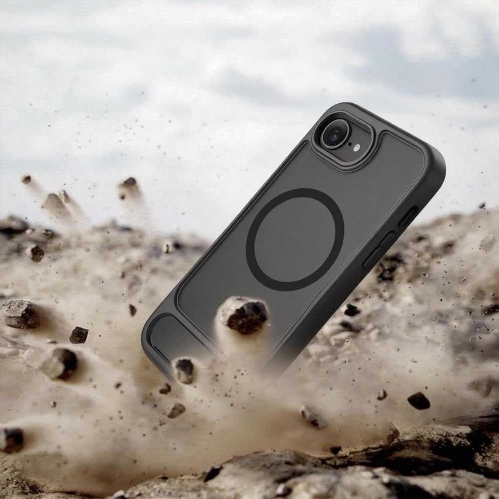 Tech - Protect iPhone 16e / iPhone 17e - Σκληρή Θήκη με Πλαίσιο Σιλικόνης και Stand - Magrack MagSafe - Matte Black