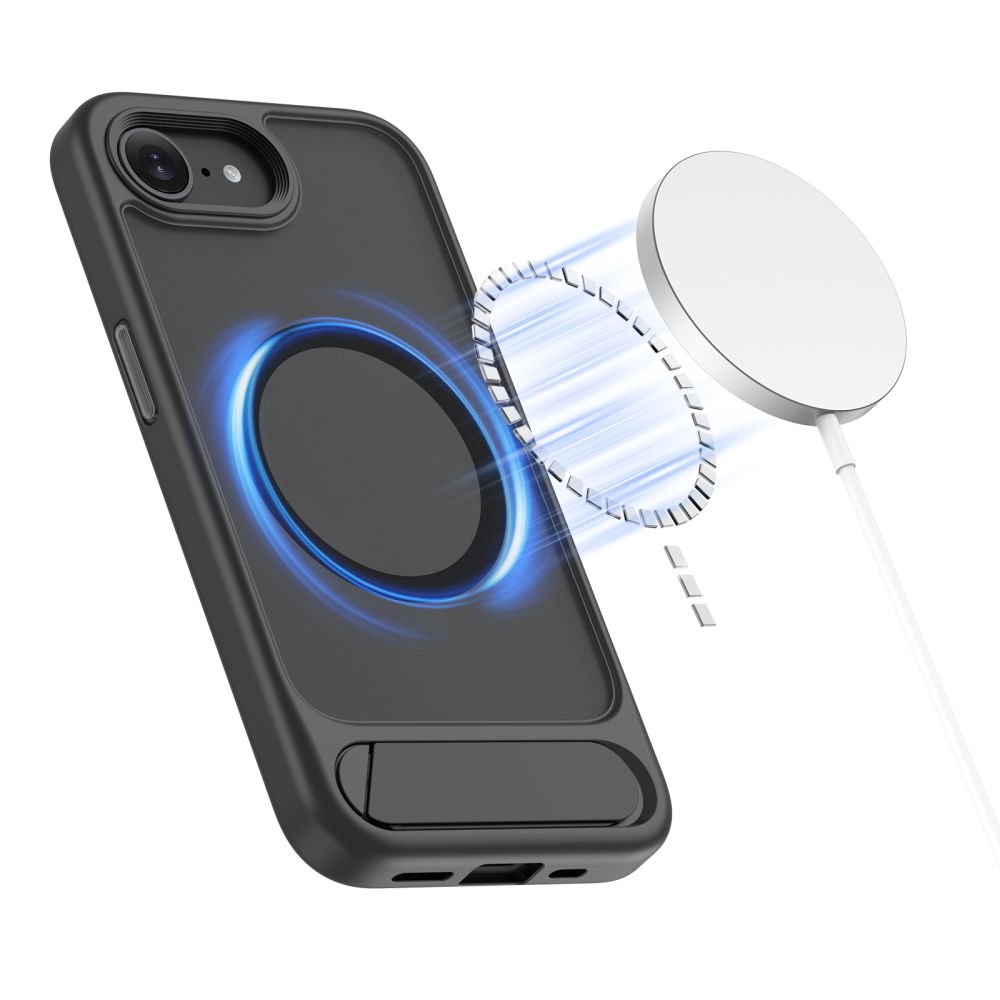 Tech - Protect iPhone 16e / iPhone 17e - Σκληρή Θήκη με Πλαίσιο Σιλικόνης και Stand - Magrack MagSafe - Matte Black