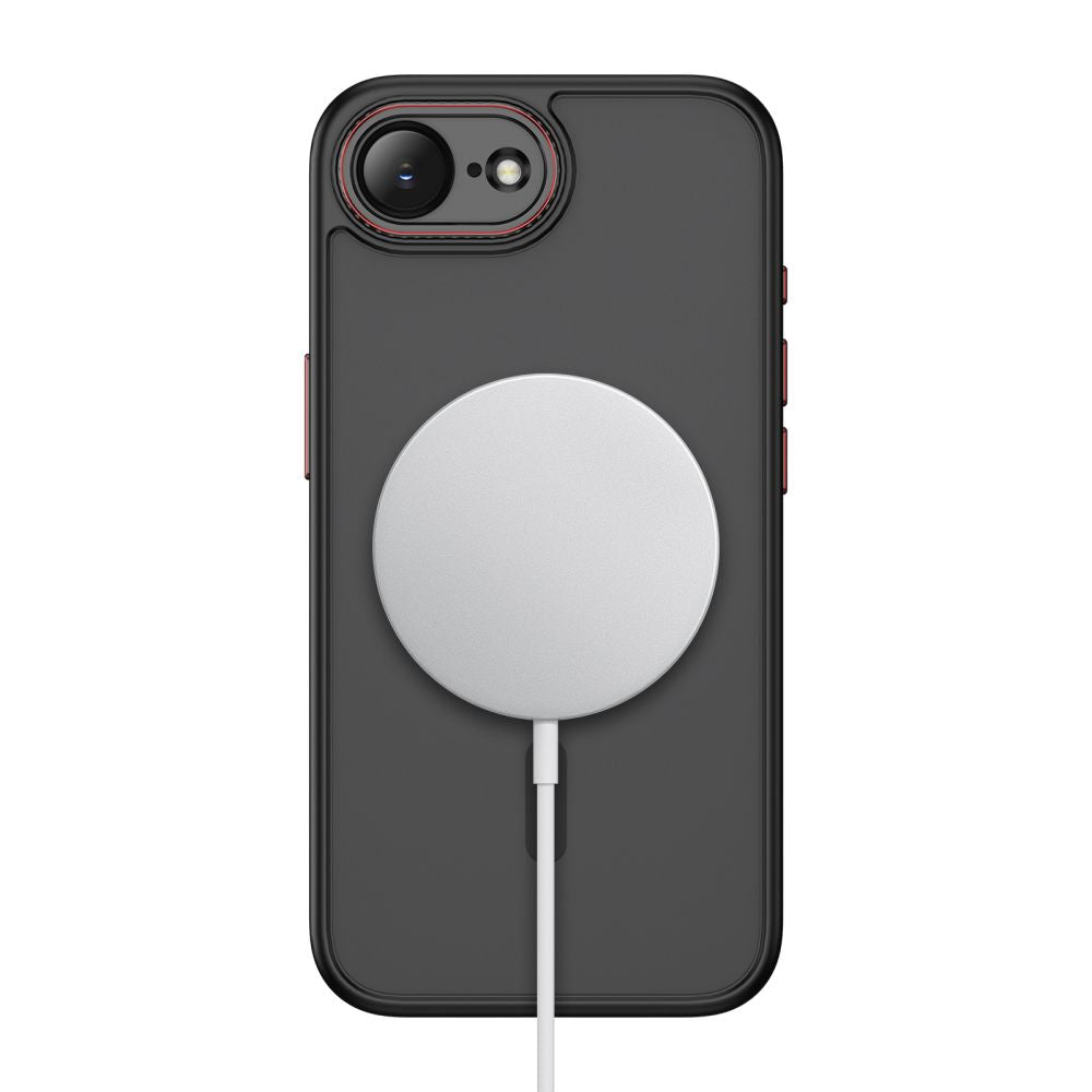 Tech - Protect iPhone 16e / iPhone 17e - Σκληρή Θήκη με Πλαίσιο Σιλικόνης - MagCam MagSafe - Matte Black / Red