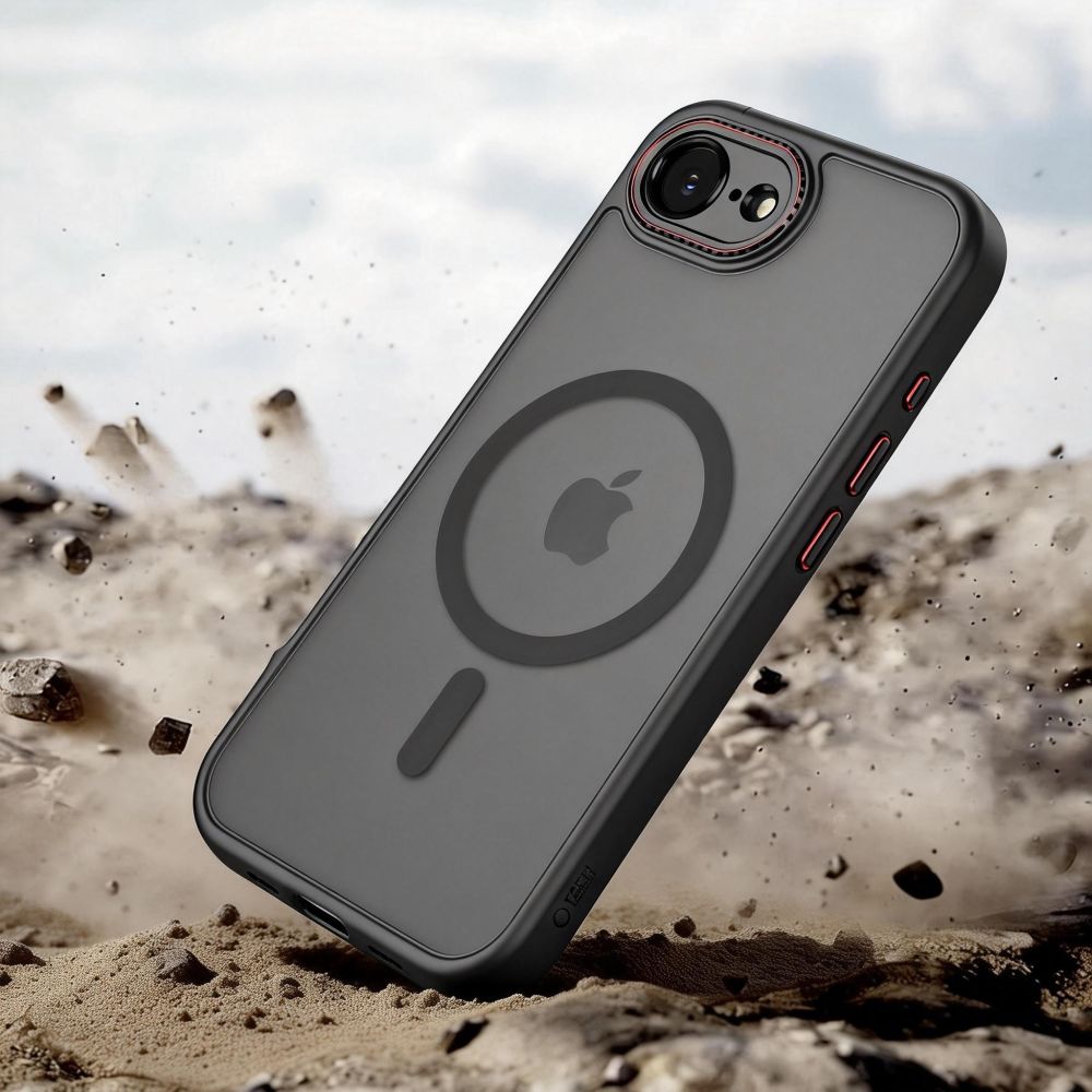 Tech - Protect iPhone 16e / iPhone 17e - Σκληρή Θήκη με Πλαίσιο Σιλικόνης - MagCam MagSafe - Matte Black / Red