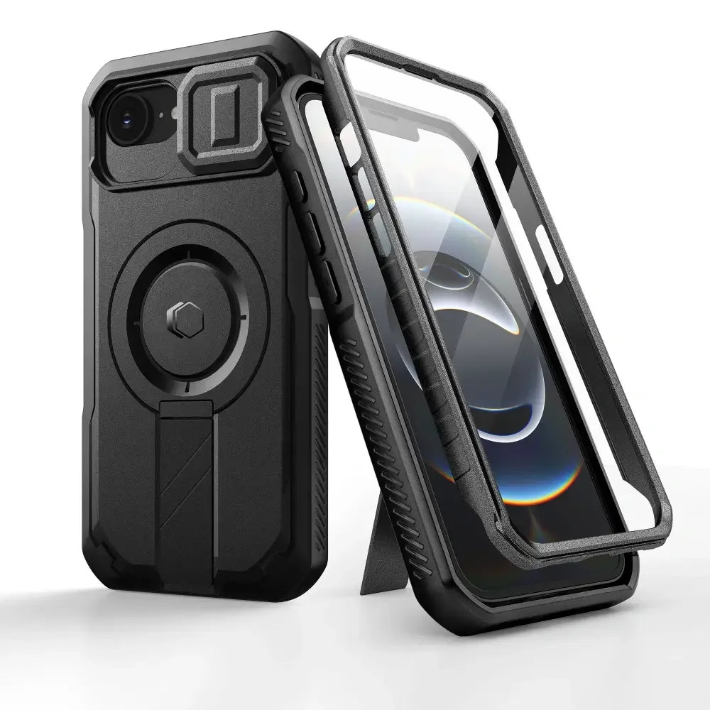 Tech-Protect iPhone 16e - Kevlar MagSafe - Σκληρή Θήκη με Προστασία για την Οθόνη / την Κάμερα και Stand - Black - likebrands.gr