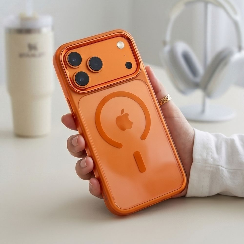 Tech-Protect iPhone 17 Pro / iPhone 18 Pro - Σκληρή Θήκη με Πλαίσιο Σιλικόνης - MagMat MagSafe CC - Cosmic Orange / Clear
