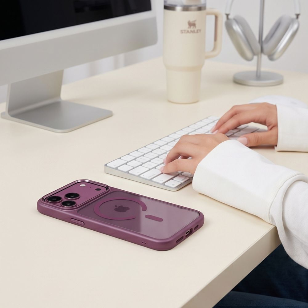Tech-Protect iPhone 17 Pro / iPhone 18 Pro - Σκληρή Θήκη με Πλαίσιο Σιλικόνης - MagMat MagSafe CC - Dark Cherry / Clear