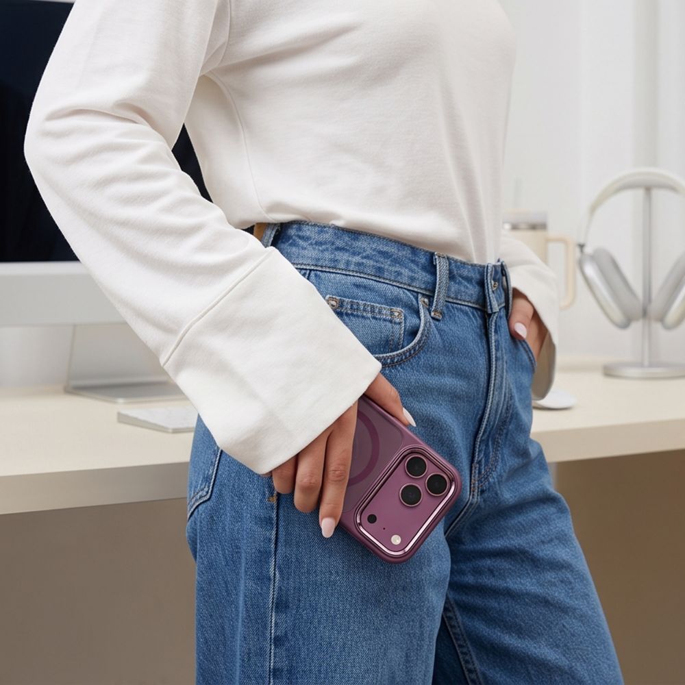 Tech-Protect iPhone 17 Pro / iPhone 18 Pro - Σκληρή Θήκη με Πλαίσιο Σιλικόνης - MagMat MagSafe CC - Dark Cherry / Clear