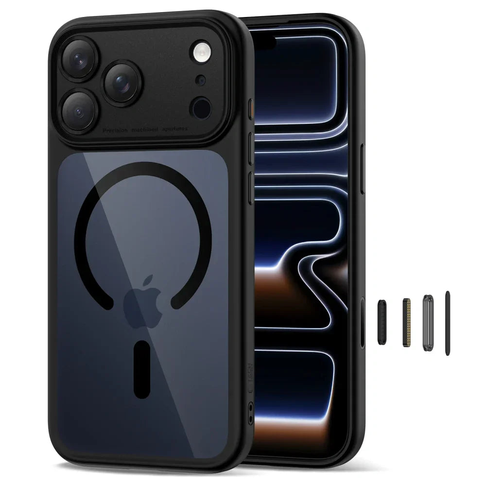 Tech-Protect iPhone 17 Pro - MagPeak MagSafe CC - Σκληρή Θήκη με Πλαίσιο Σιλικόνης - Black / Clear - likebrands.gr