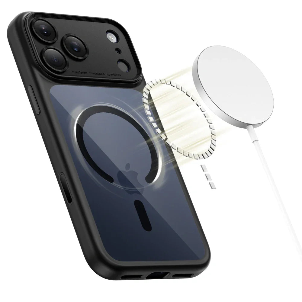 Tech-Protect iPhone 17 Pro - MagPeak MagSafe CC - Σκληρή Θήκη με Πλαίσιο Σιλικόνης - Black / Clear - likebrands.gr