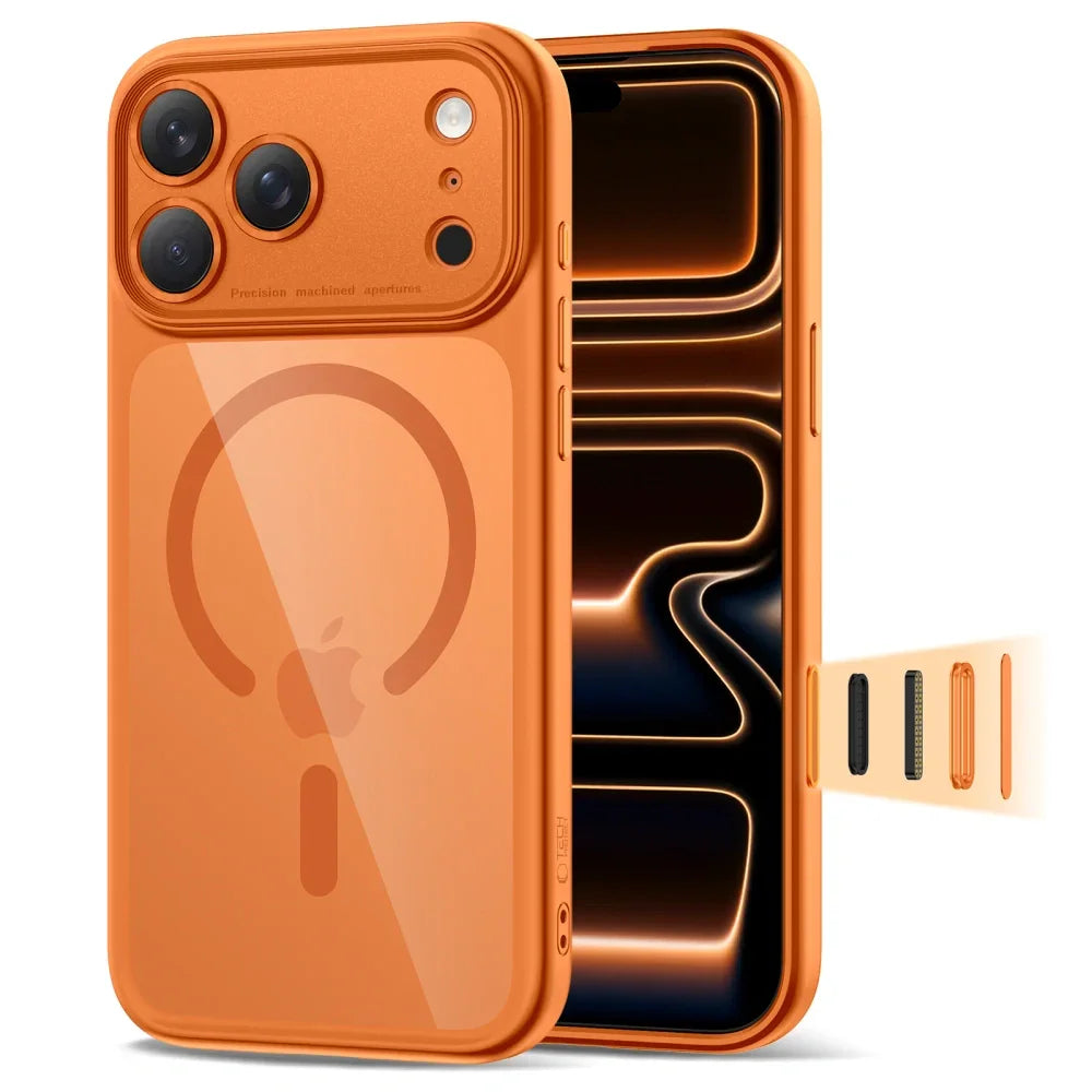 Tech-Protect iPhone 17 Pro - MagPeak MagSafe CC - Σκληρή Θήκη με Πλαίσιο Σιλικόνης - Cosmic Orange / Clear - likebrands.gr