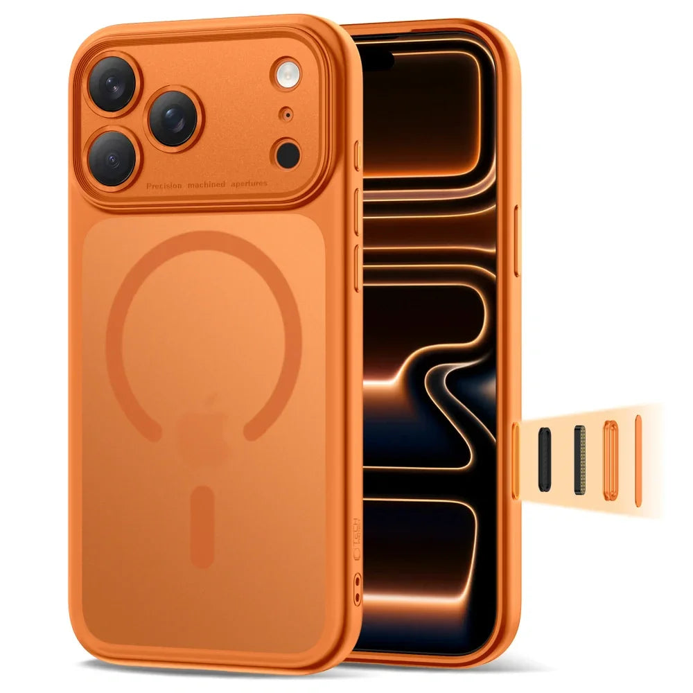 Tech-Protect iPhone 17 Pro - MagPeak MagSafe CC - Σκληρή Θήκη με Πλαίσιο Σιλικόνης - Matte Cosmic Orange - likebrands.gr