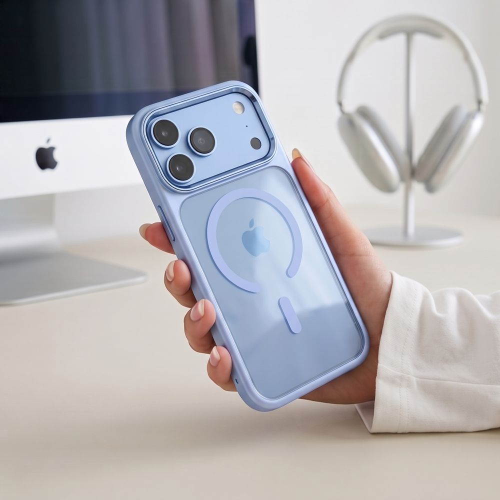Tech-Protect iPhone 17 Pro Max / iPhone 18 Pro Max - Σκληρή Θήκη με Πλαίσιο Σιλικόνης - MagMat MagSafe CC - Light Blue / Clear