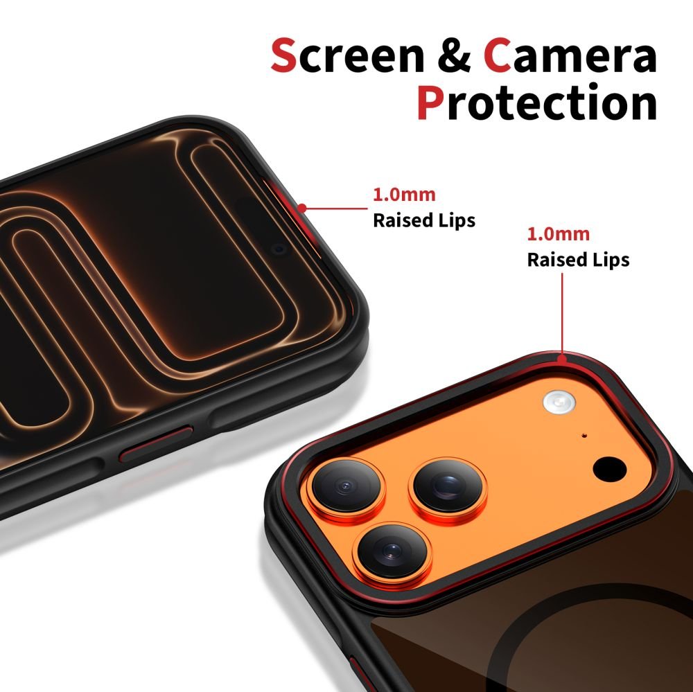 Tech - Protect iPhone 17 Pro - Σκληρή Θήκη με Πλαίσιο Σιλικόνης και MagSafe - MagHybrid - Ημιδιάφανη Black / Red