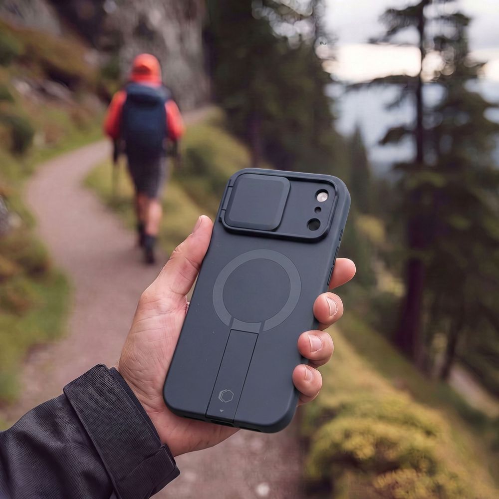 Tech-Protect iPhone 18 Pro / iPhone 17 Pro - Σκληρή Θήκη MagSafe με Ανοιγόμενο Κάλυμμα Κάμερας και Stand - Kevlar Aura MagSafe - Navy Blue