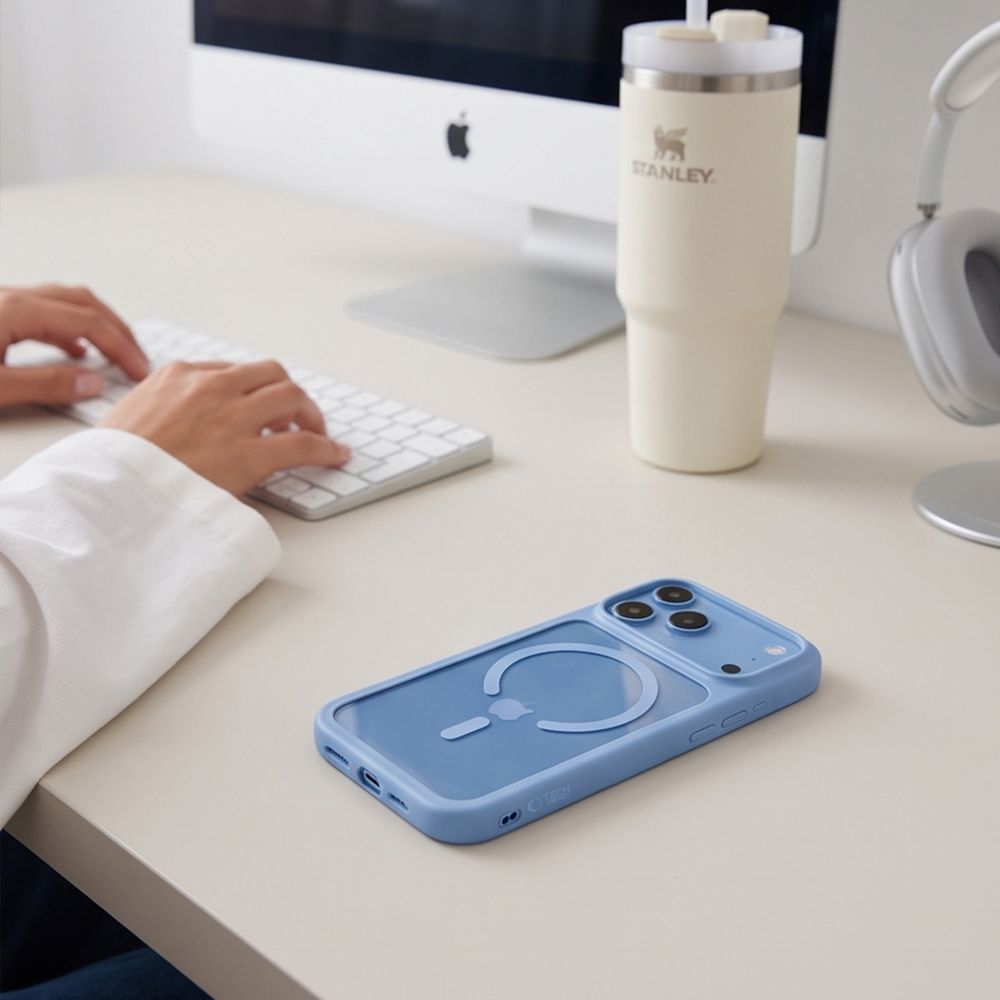 Tech-Protect iPhone 18 Pro / iPhone 17 Pro - Σκληρή Θήκη με Πλαίσιο Σιλικόνης MagSafe και 2 Αντιχαρακτικά Γυαλιά Οθόνης - MagOne CC - Light Blue / Clear