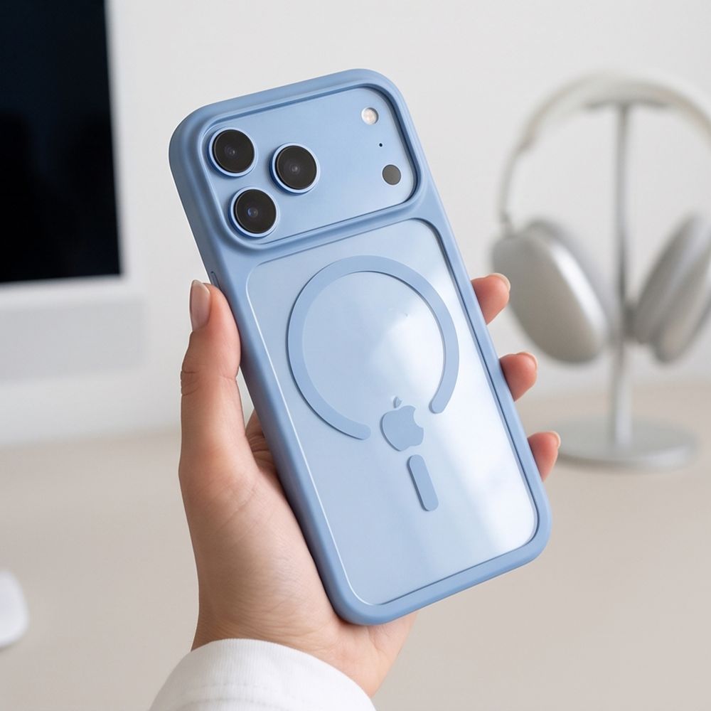 Tech-Protect iPhone 18 Pro / iPhone 17 Pro - Σκληρή Θήκη με Πλαίσιο Σιλικόνης MagSafe και 2 Αντιχαρακτικά Γυαλιά Οθόνης - MagOne CC - Light Blue / Clear