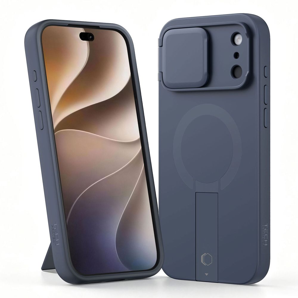Tech-Protect iPhone 18 Pro Max / iPhone 17 Pro Max - Σκληρή Θήκη MagSafe με Ανοιγόμενο Κάλυμμα Κάμερας και Stand - Kevlar Aura MagSafe - Navy Blue