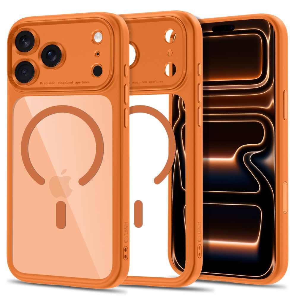 Tech-Protect iPhone 18 Pro Max / iPhone 17 Pro Max - Σκληρή Θήκη με Πλαίσιο Σιλικόνης και MagSafe - MagPeak MagSafe CC - Cosmic Orange / Clear