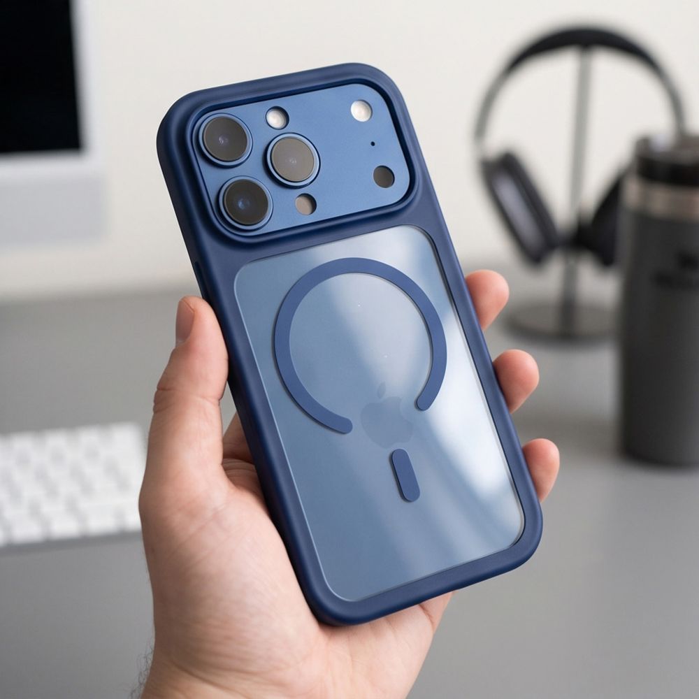 Tech-Protect iPhone 18 Pro Max / iPhone 17 Pro Max - Σκληρή Θήκη με Πλαίσιο Σιλικόνης MagSafe και 2 Αντιχαρακτικά Γυαλιά Οθόνης - MagOne CC - Deep Blue / Clear