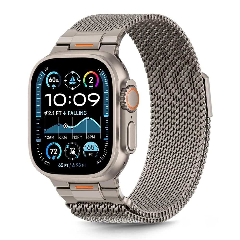 Tech - Protect Λουράκι Apple Watch 8/9/10/11 - SE (1/2/3) - Ultra (1/2/3) – 44/45/46/49mm από Ανοξείδωτο Ατσάλι - Milano Vanguard - Titanium