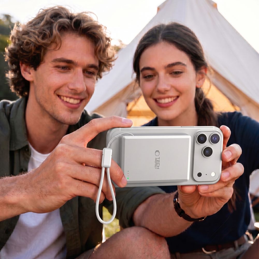 Tech-Protect Μαγνητικό PowerBank Κινητού 10000 mAh 25W Qi2.2 - PB40 Lifemag MagSafe - White / Silver