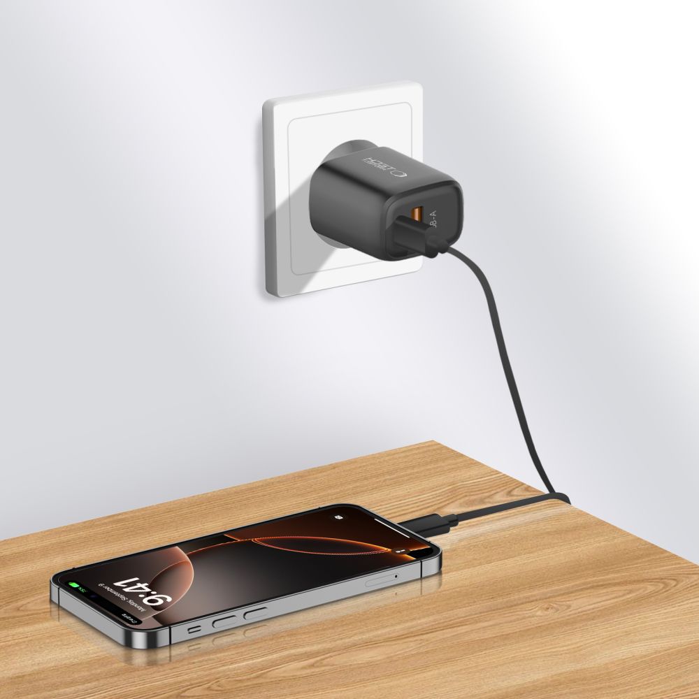 Tech - Protect Οικιακός Φορτιστής με 1 Θύρα USB και 1 Θύρα Type - C PD 30W QC3.0 - NCA30 - Black