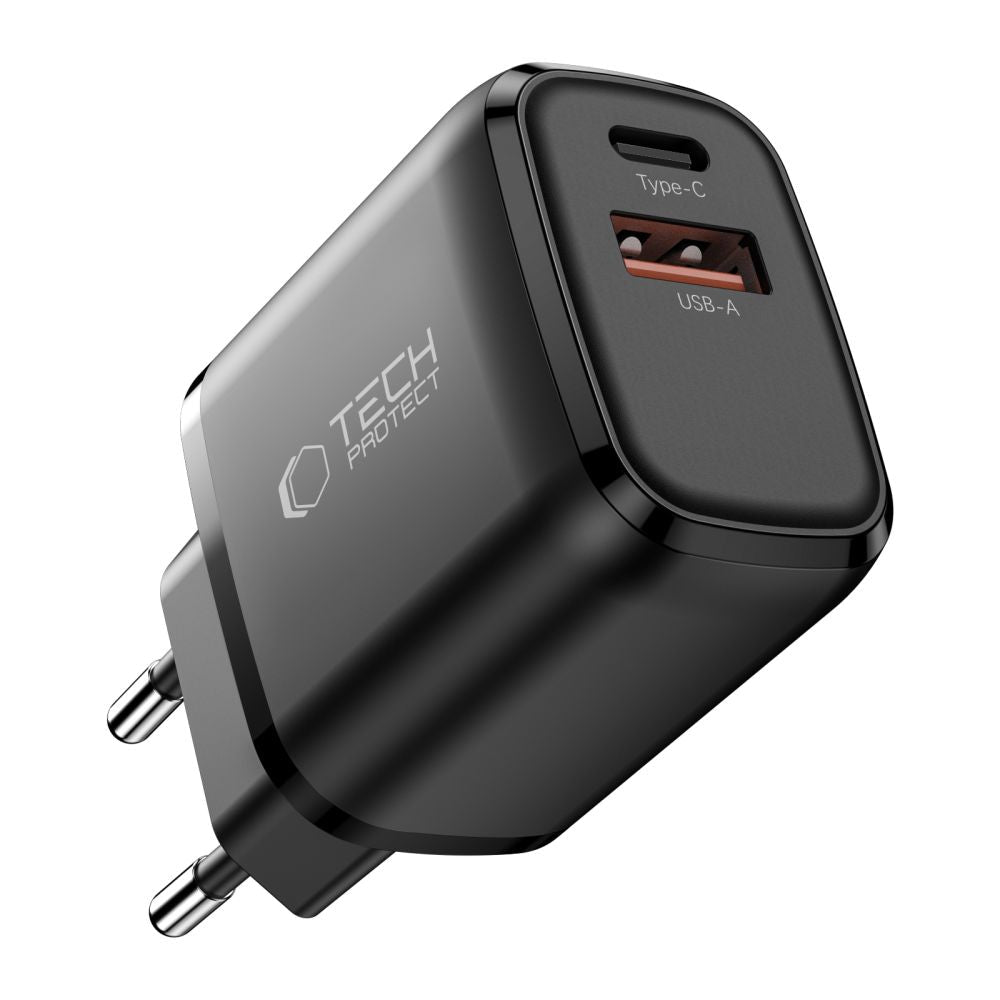 Tech - Protect Οικιακός Φορτιστής με 1 Θύρα USB και 1 Θύρα Type - C PD 45W QC3.0 - NCA45W - GAN - Black