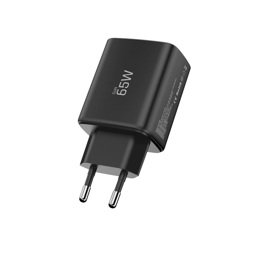 Tech - Protect Οικιακός Φορτιστής με 1 Θύρα USB και 2 Θύρες Type - C PD 65W QC3.0 - NCA65W - GAN - Black