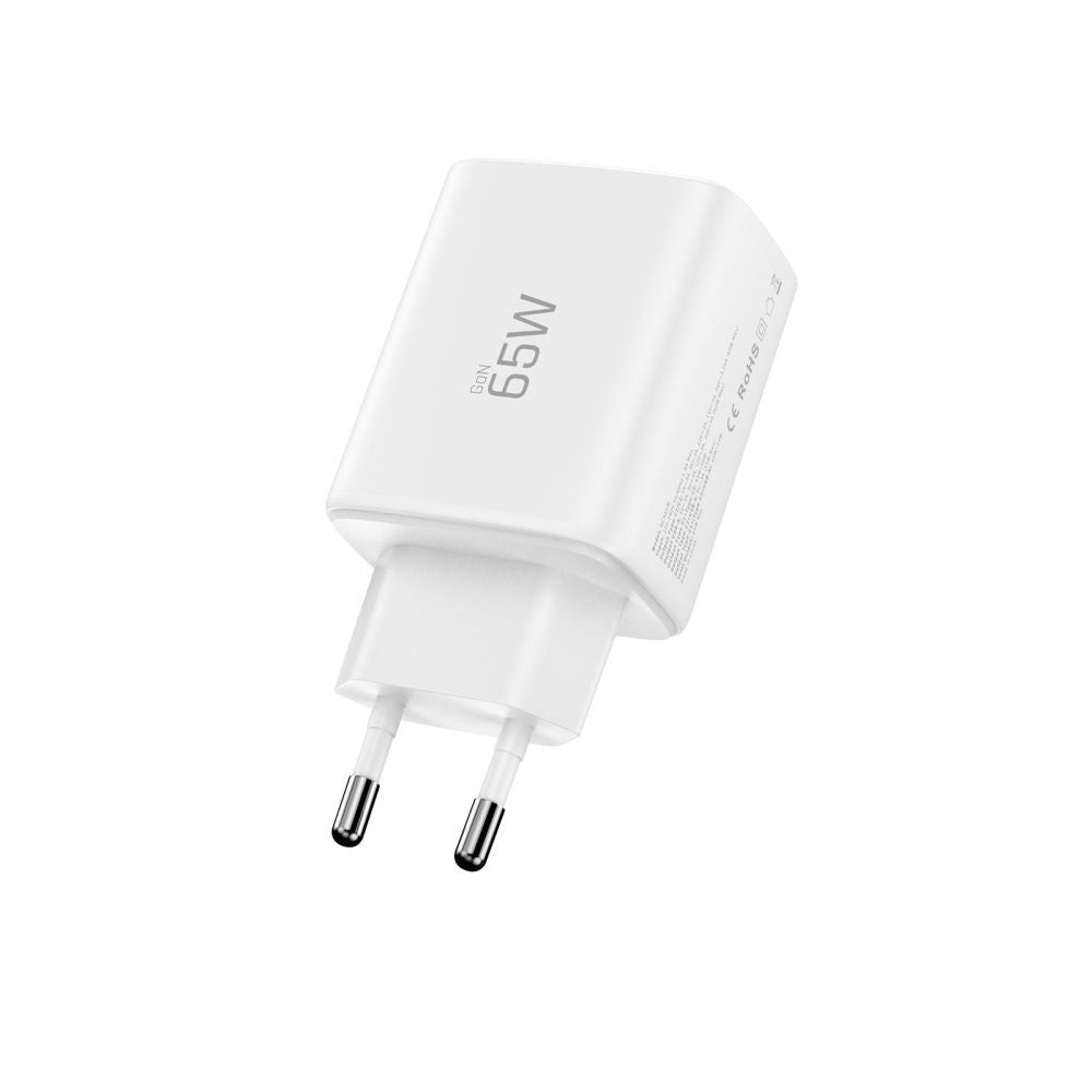Tech - Protect Οικιακός Φορτιστής με 1 Θύρα USB και 2 Θύρες Type - C PD 65W QC3.0 - NCA65W - GAN - White