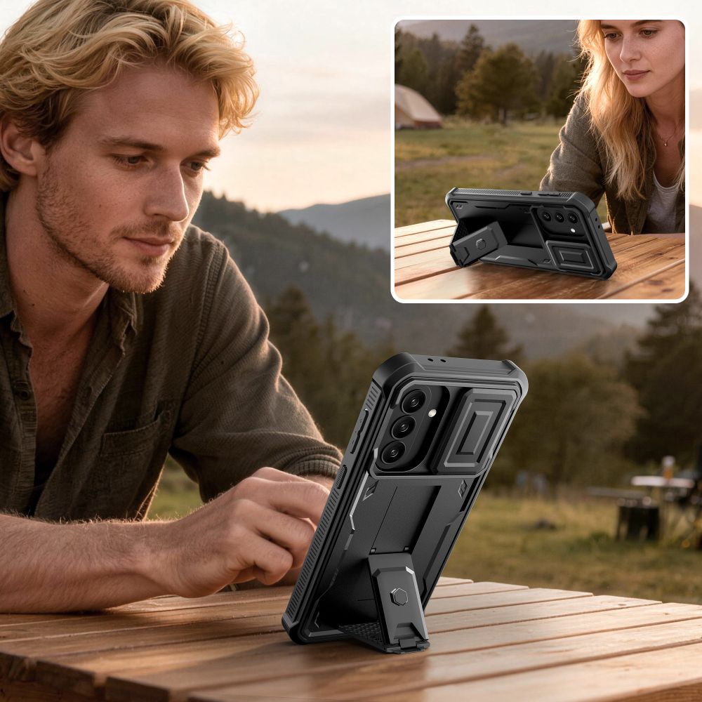 Tech - Protect Samsung Galaxy A36 5G / A37 5G - Θήκη 360 Full Body με Προστασία για την Οθόνη και την Κάμερα και Stand - Kevlar Cam+ 2 - Set - Black