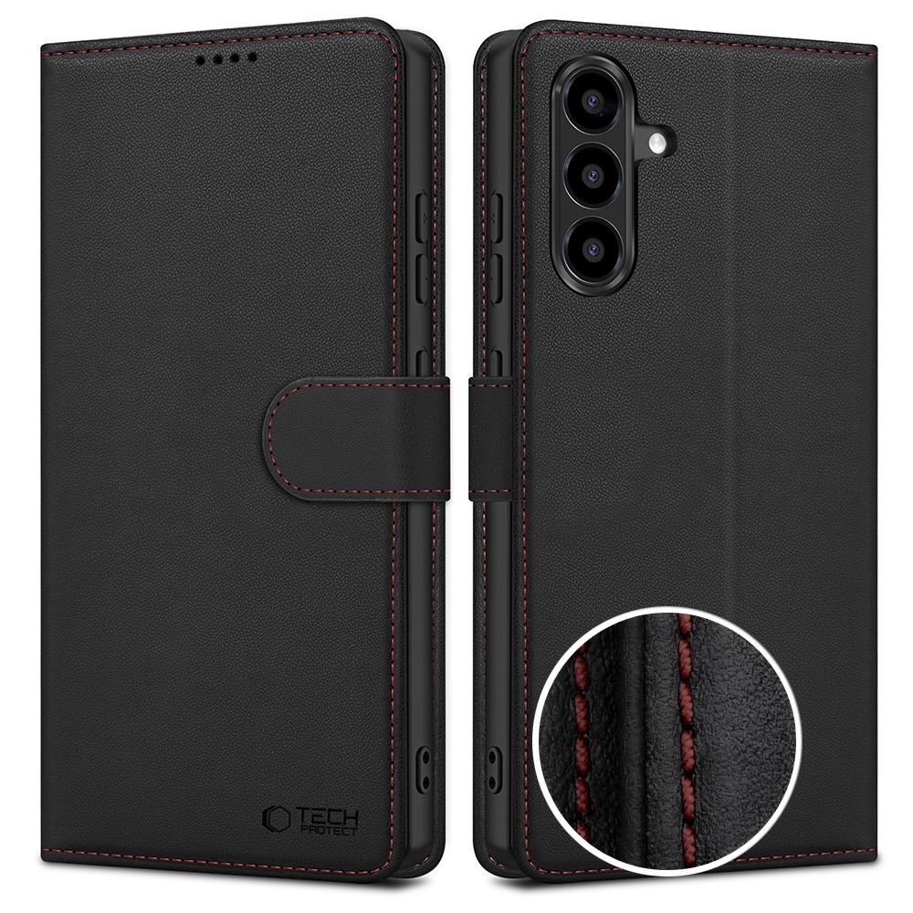 Tech - Protect Samsung Galaxy A57 5G - Θήκη Πορτοφόλι Stand από Δερματίνη - Wallet - Black / Red