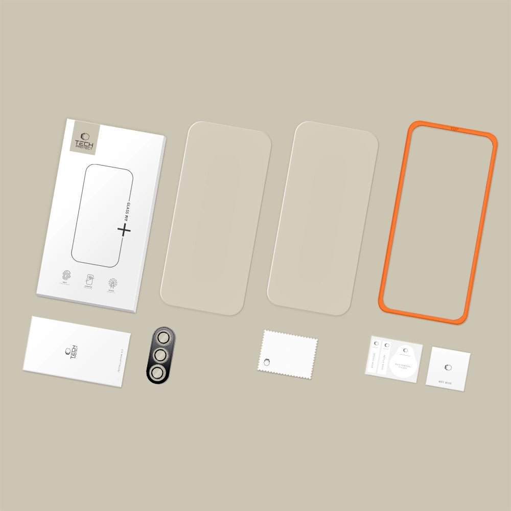 Tech - Protect Samsung Galaxy S25 FE - Easy Set+ - Σετ με 2 Αντιχαρακτικά Γυαλιά Οθόνης με οδηγό και 1 Αντιχαρακτικό Γυαλί για την Κάμερα - Clear