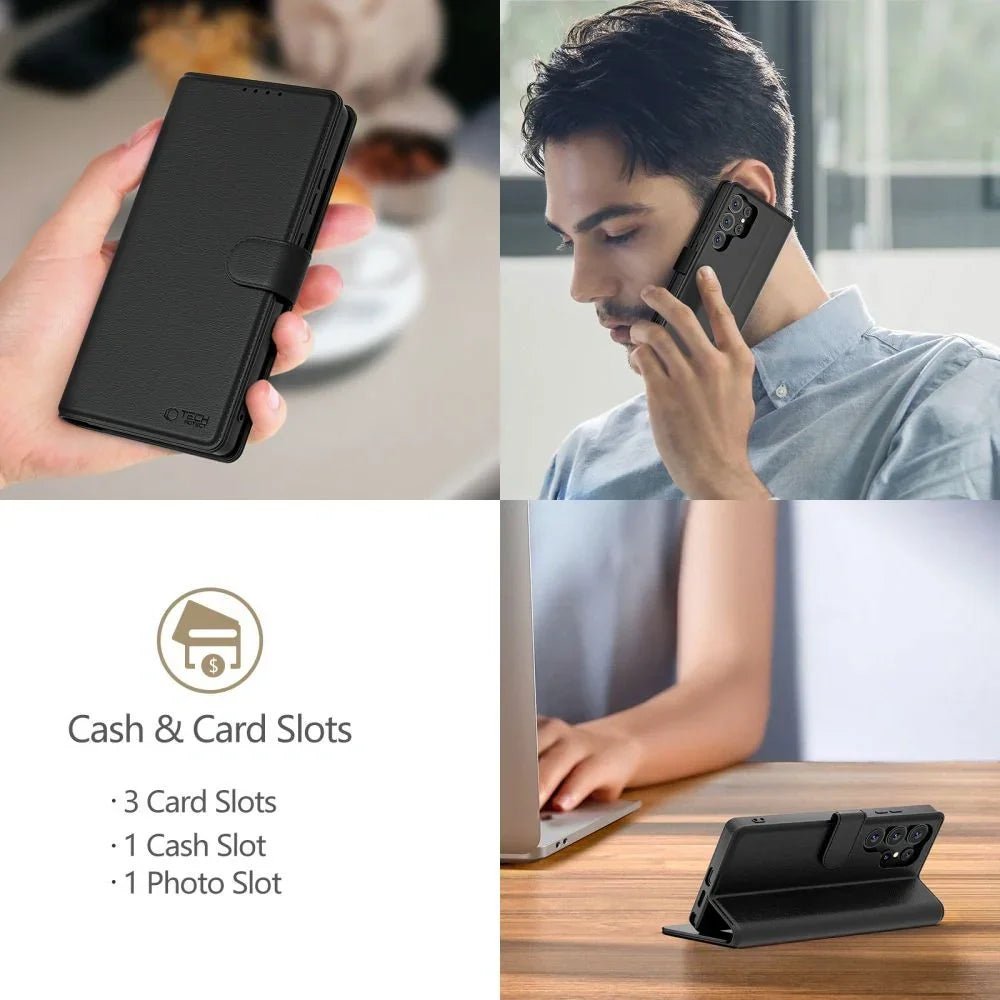 Tech - Protect Samsung Galaxy S25 FE - Wallet - Θήκη Πορτοφόλι Stand από Δερματίνη - Black
