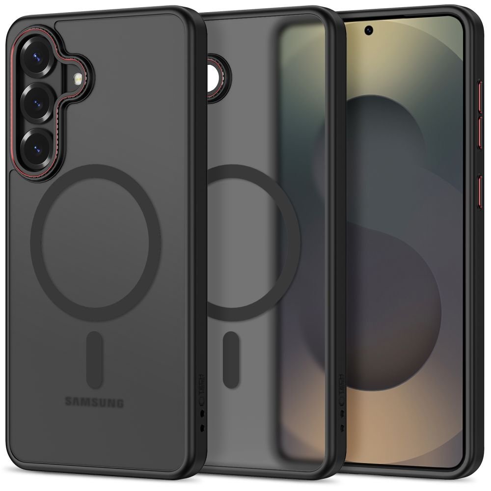 Tech - Protect Samsung Galaxy S26 - Σκληρή Θήκη με Πλαίσιο Σιλικόνης - MagCam MagSafe - Matte Black / Red