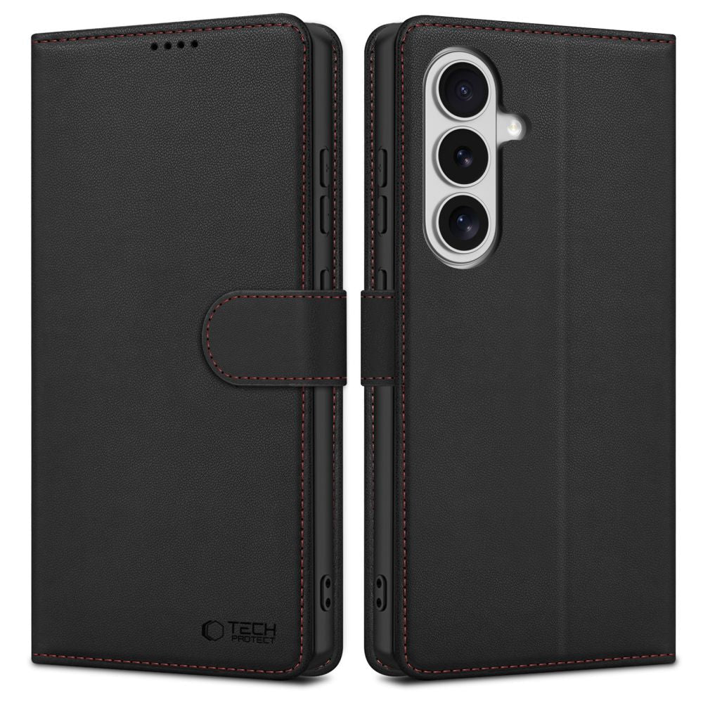 Tech - Protect Samsung Galaxy S26 - Θήκη Πορτοφόλι Stand από Δερματίνη - Wallet - Black / Red