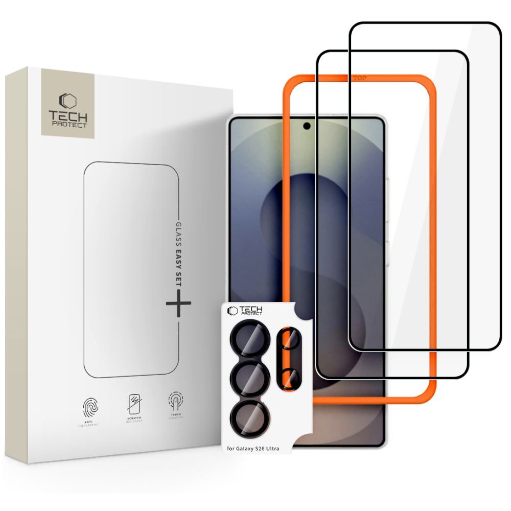 Tech - Protect Samsung Galaxy S26 Ultra - Σετ με 2 Αντιχαρακτικά Γυαλιά Οθόνης και 1 Αντιχαρακτικό Γυαλί για την Κάμερα - Easy Set+ - Black