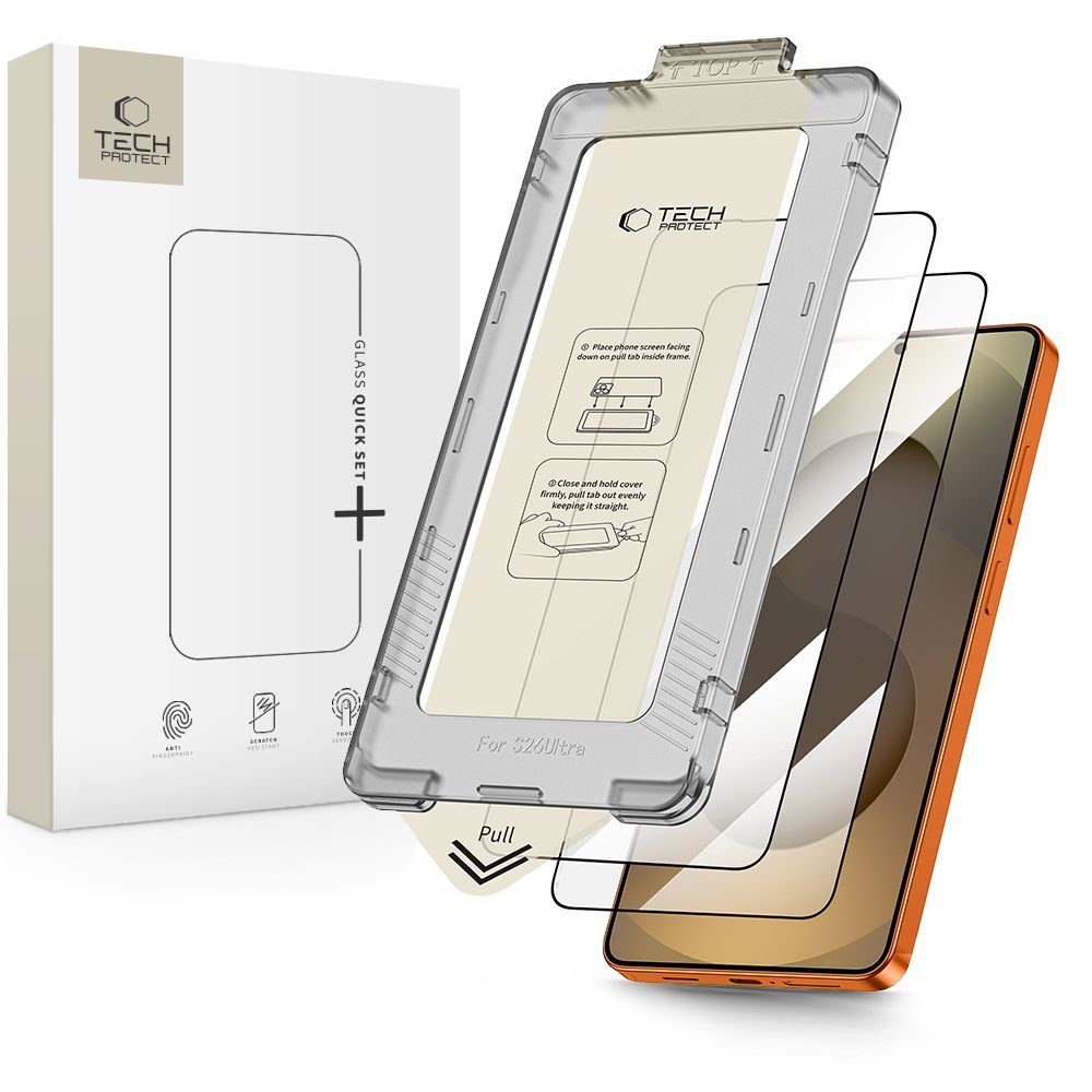 Tech - Protect Samsung Galaxy S26 Ultra - Σετ με 2 Full Screen Αντιχαρακτικά Γυαλιά Οθόνης με Οδηγό Τοποθέτησης - Quick Set+ - Black
