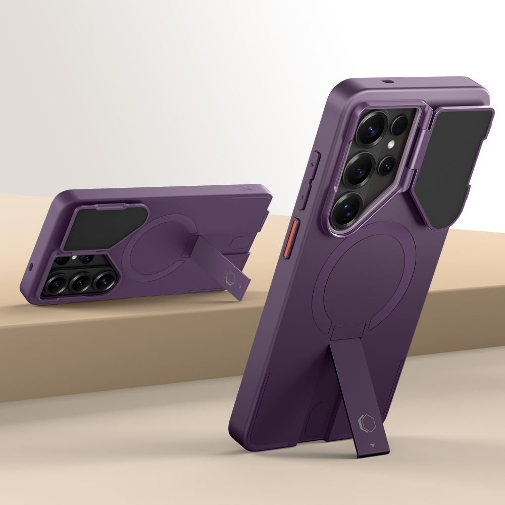 Tech - Protect Samsung Galaxy S26 Ultra - Σκληρή Θήκη με Ανοιγόμενο Κάλυμμα Κάμερας και Stand - Kevlar Aura MagSafe - Violet