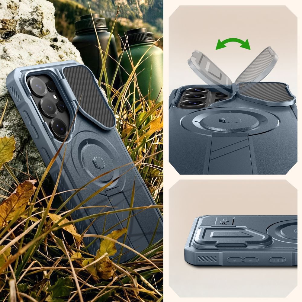 Tech - Protect Samsung Galaxy S26 Ultra - Θήκη 360 Full Body με Προστασία για την Οθόνη και την Κάμερα και Stand - Kevlar MagSafe 2 - Set - Blue