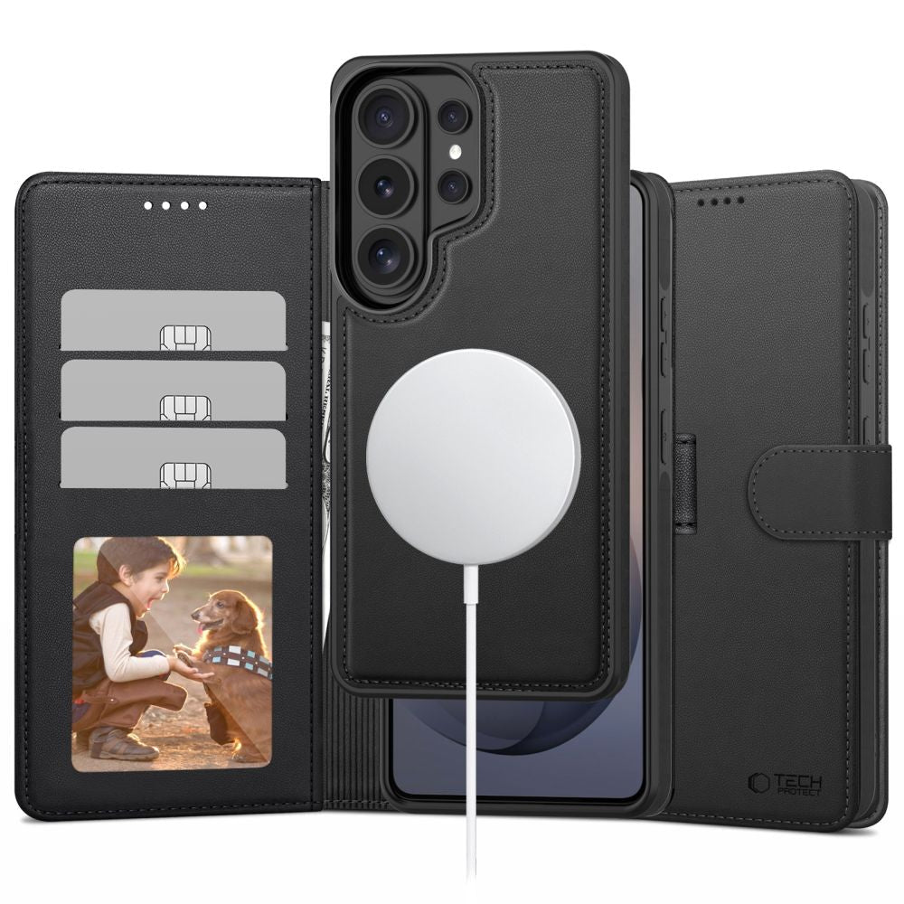 Tech - Protect Samsung Galaxy S26 Ultra Θήκη Πορτοφόλι Stand από Δερματίνη με Αποσπώμενη θήκη MagSafe - Matte Black