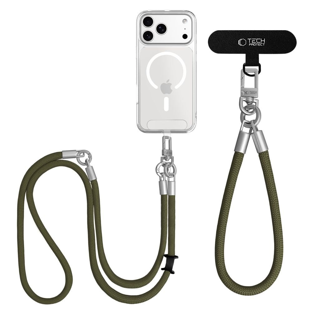 Tech - Protect Universal Λουράκι για Θήκη Κινητού - C10S Rope CrossBody / Wrist Strap - Olive Green / Titanium
