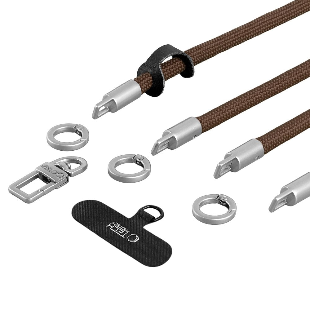 Tech-Protect Universal Λουράκι για Θήκη Κινητού - C10S Rope CrossBody / Wrist Strap - Walnut Brown / Titanium