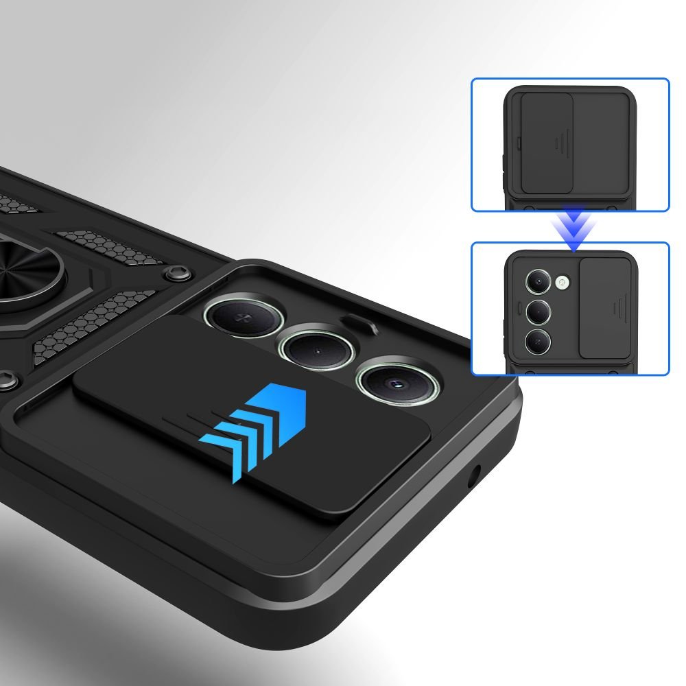 Tech - Protect Xiaomi Redmi 15 4G / 5G - Σκληρή Θήκη με Πλαίσιο Σιλικόνης και Δαχτυλίδι Συγκράτησης - Camshield Pro - Black