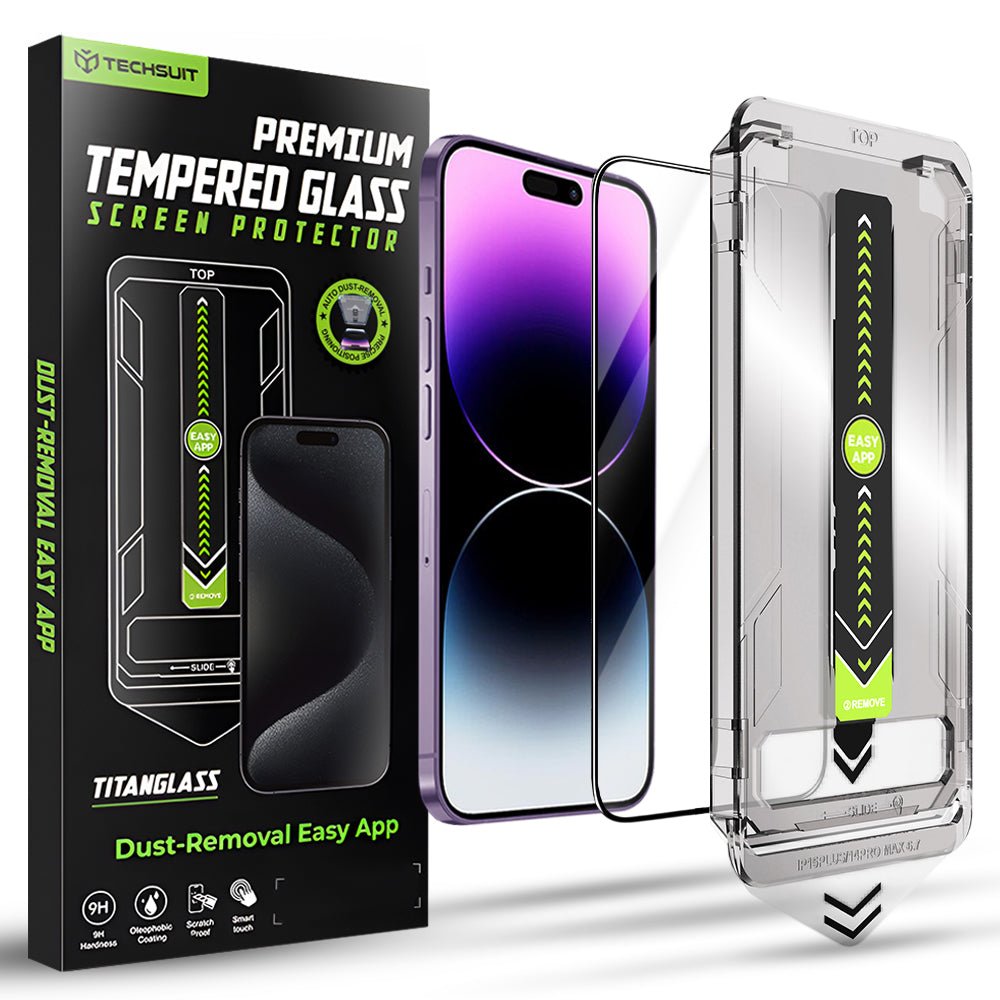 Techsuit iPhone 14 Pro Max - Full Screen Αντιχαρακτικό Γυαλί Οθόνης - TitanGlass FullCover - Black