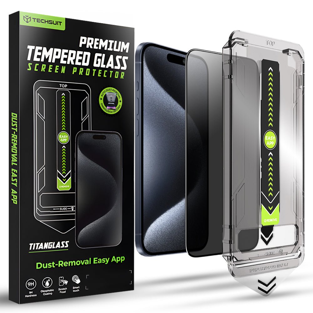 Techsuit iPhone 15 Pro - Full Screen Αντιχαρακτικό Γυαλί Οθόνης - TitanGlass FullCover - Privacy