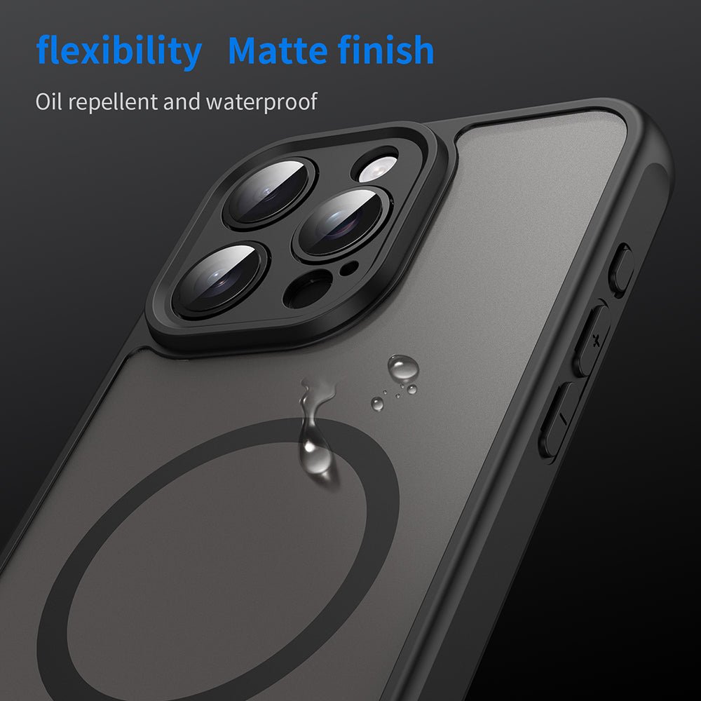 Techsuit iPhone 15 Pro Max - Σκληρή Θήκη με Πλαίσιο Σιλικόνης και MagSafe - HaloFrost II MagSafe - Black