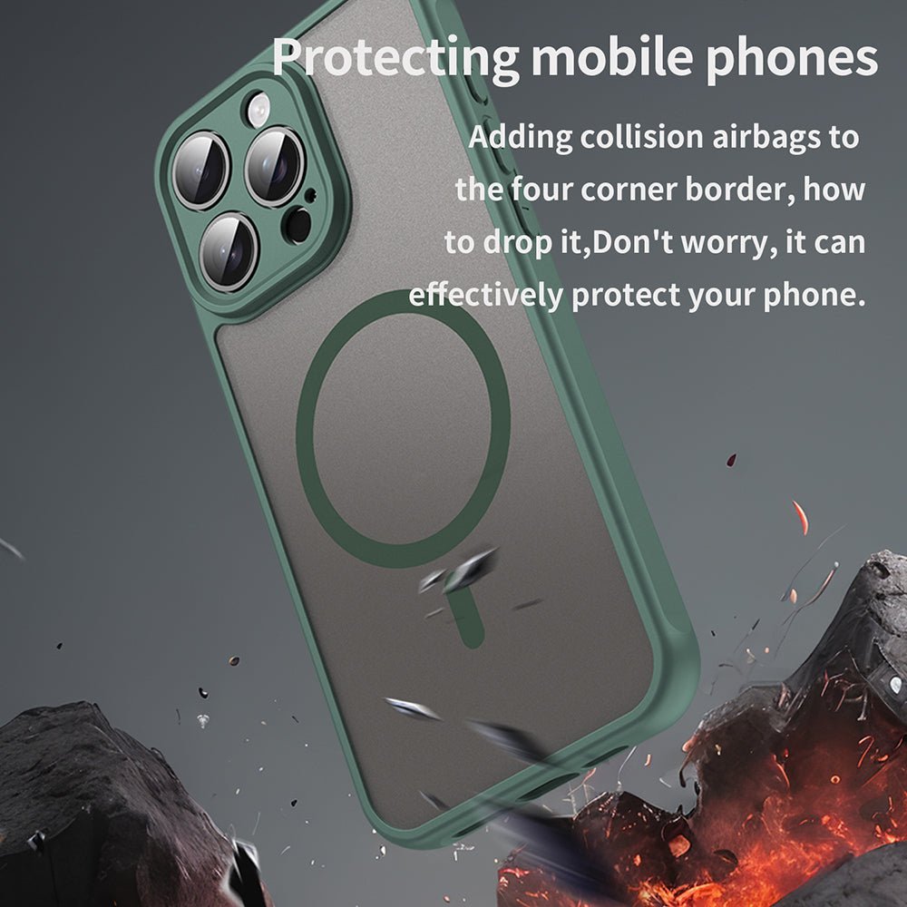 Techsuit iPhone 15 Pro Max - Σκληρή Θήκη με Πλαίσιο Σιλικόνης και MagSafe - HaloFrost II MagSafe - Green