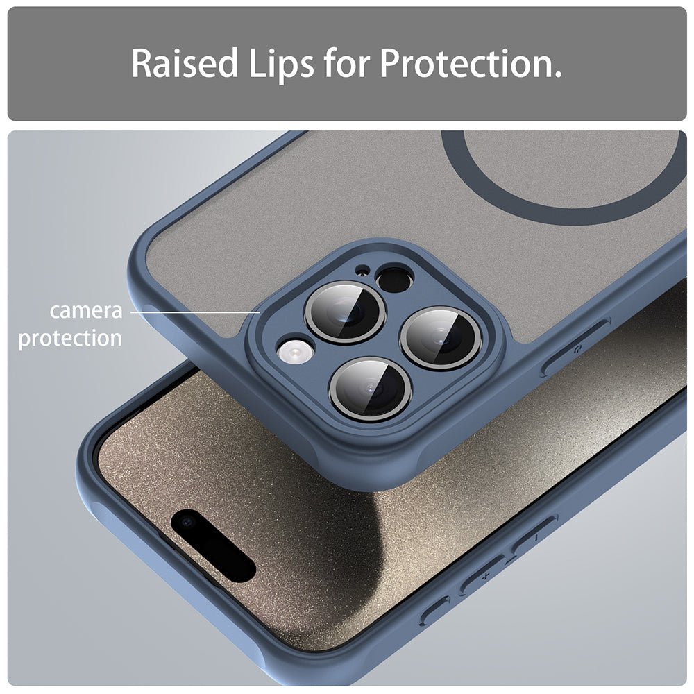 Techsuit iPhone 15 Pro Max - Σκληρή Θήκη με Πλαίσιο Σιλικόνης και MagSafe - HaloFrost II MagSafe - Navy Blue