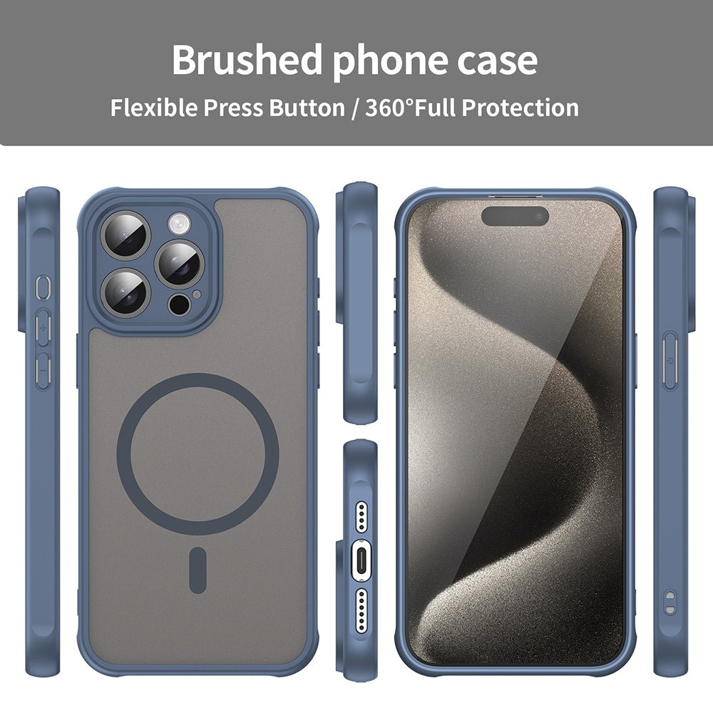 Techsuit iPhone 15 Pro Max - Σκληρή Θήκη με Πλαίσιο Σιλικόνης και MagSafe - HaloFrost II MagSafe - Navy Blue