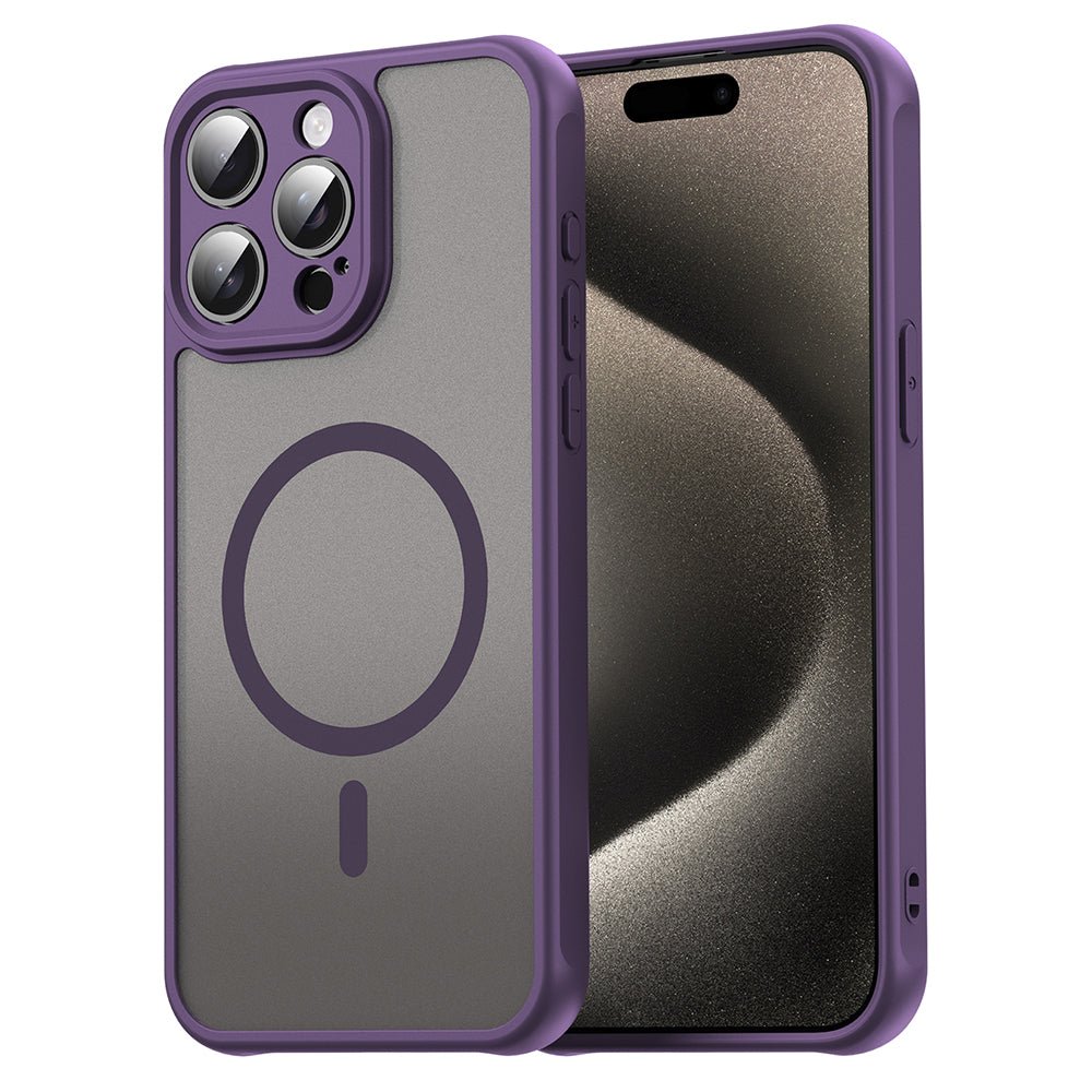 Techsuit iPhone 15 Pro Max - Σκληρή Θήκη με Πλαίσιο Σιλικόνης και MagSafe - HaloFrost II MagSafe - Purple