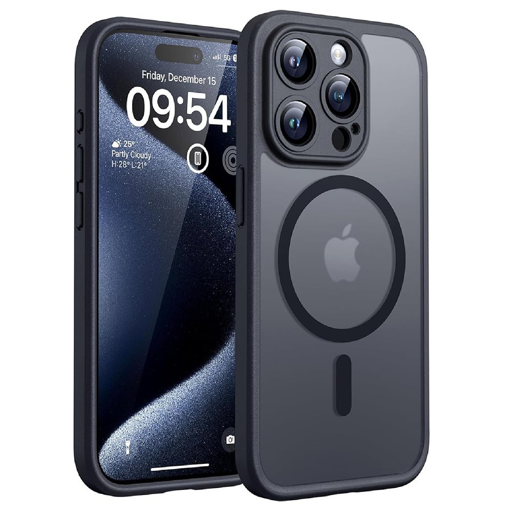 Techsuit iPhone 15 Pro Max - Σκληρή Θήκη με Πλαίσιο Σιλικόνης και MagSafe - PureFrost MagSafe - Frosted Black